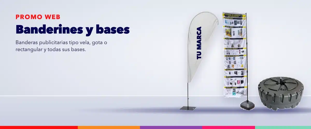 Banderines y bases – estructuras publicitarias Promo Web